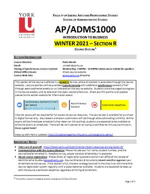 Outline Dates Page 1 Of 11 Faculty Of Liberal Arts And Professional Studies School Of Studocu