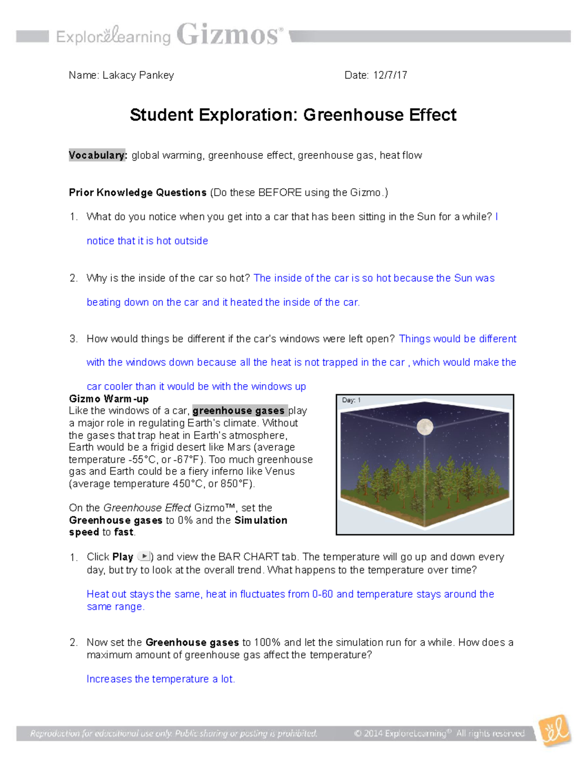 Greenhouse Effect Ws Document Lab Report Chemistry 2nd Semester Name Lakacy Pankey Date 12 7 Studocu