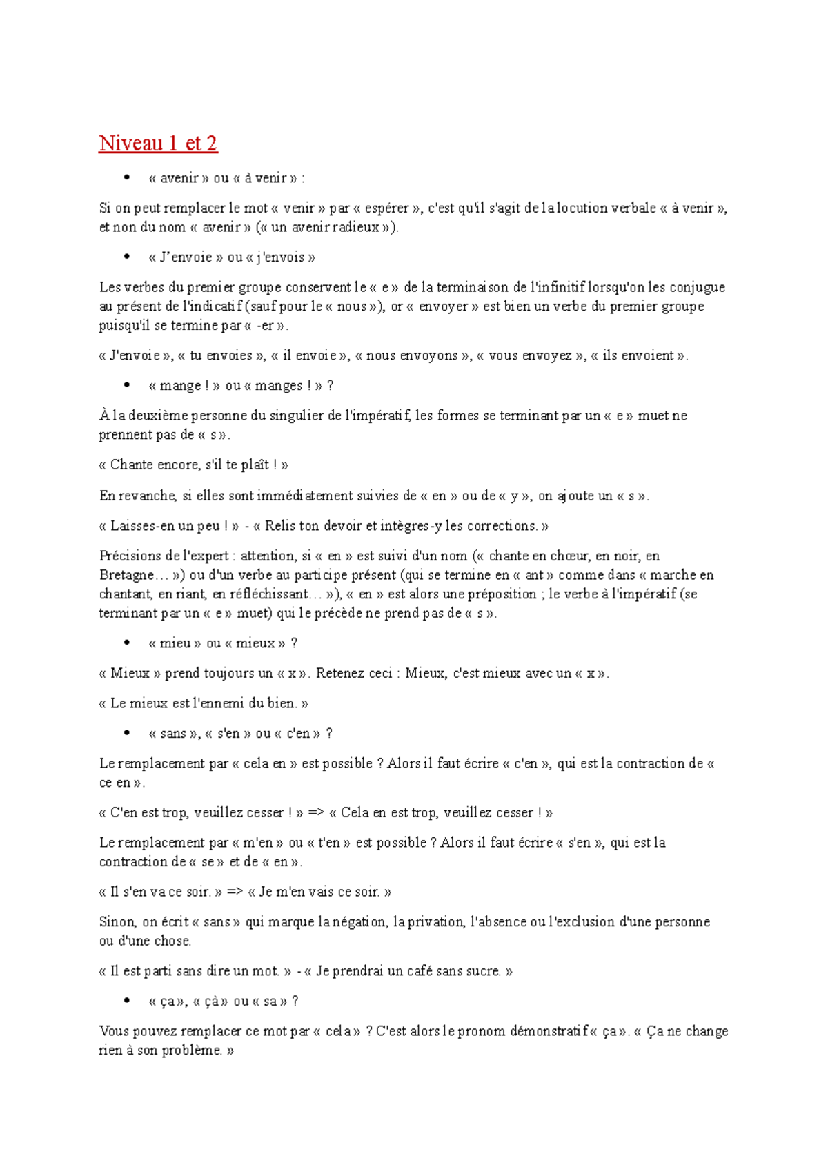 Certification Voltaire Niveau 1 A 10 Niveau 1 Et 2 Avenir Ou A Venir Si On Peut Studocu