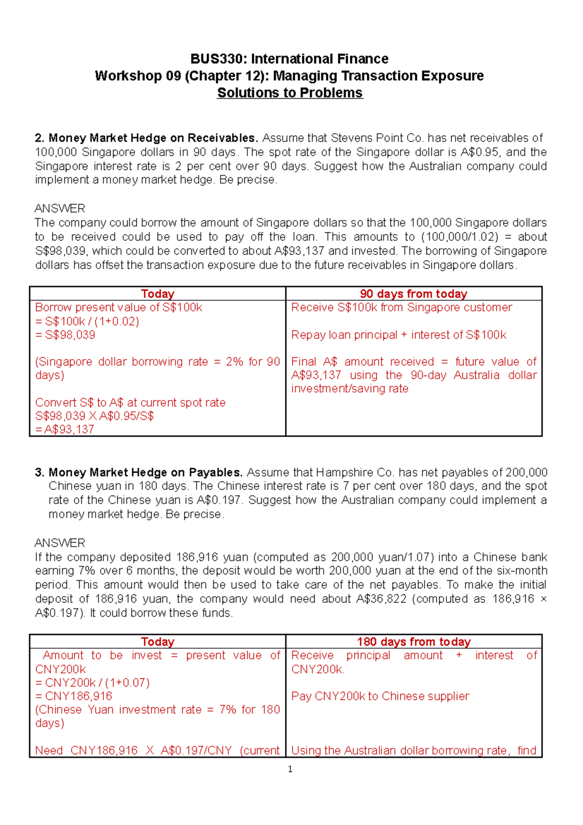 Workshop 09 Ch12 Solutions To Problems Notes Bus330 International Finance Workshop 09 Studocu