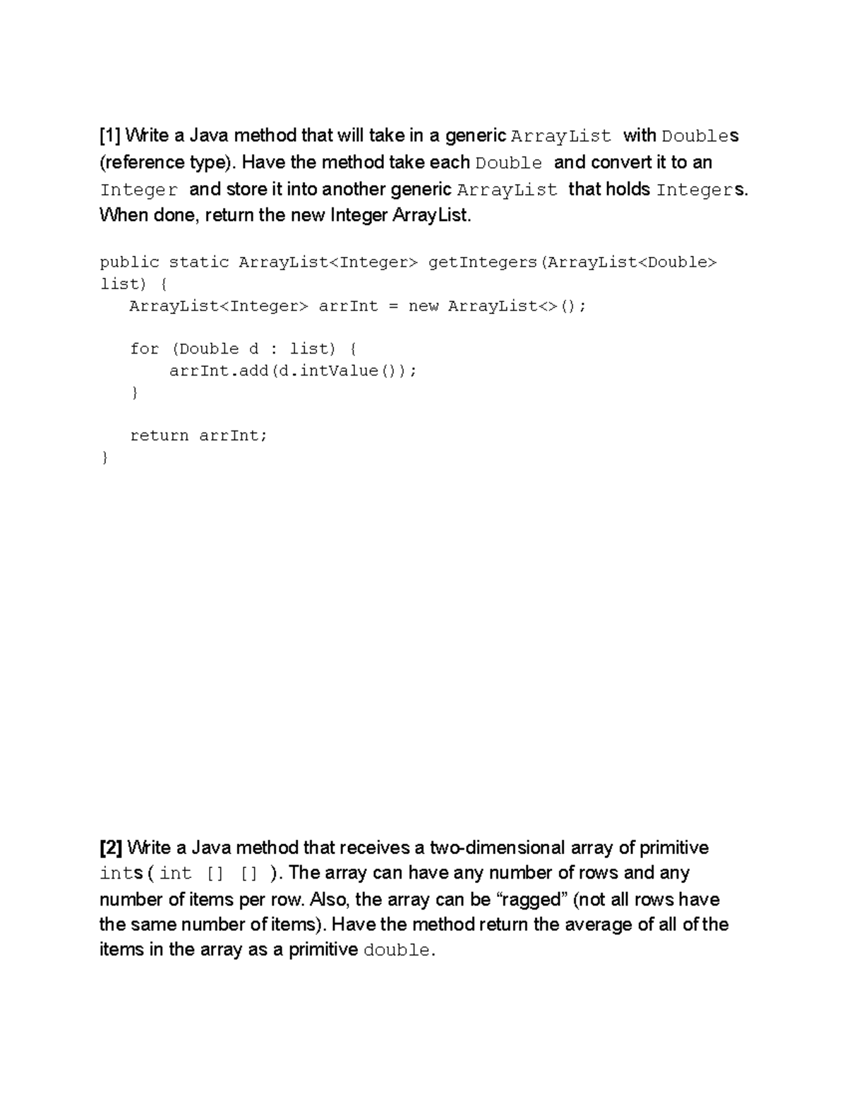 Cis 231 Final Study Guide Scovil 1 Write A Java Method That Will Take In A Genericarraylist Studocu
