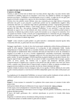 Il Servitore Di Due Padroni Riassunto Dettagliato Il Servitore Di Due Padroni A Chi Legge Goldoni Studocu