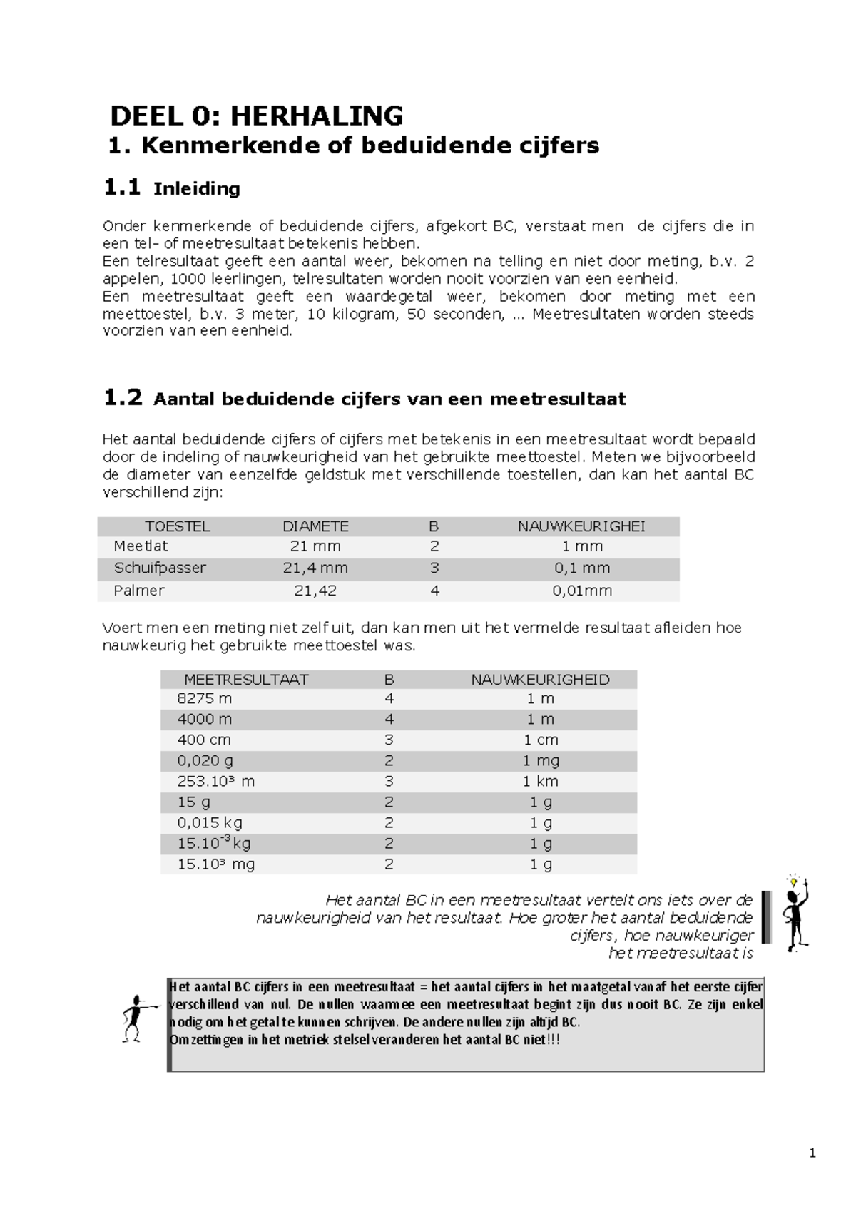Cursus Herhaling 3e Jaar Deel 0 Herhaling 1 Kenmerkende Of Beduidende Cijfers 1 Inleiding Onder Studocu