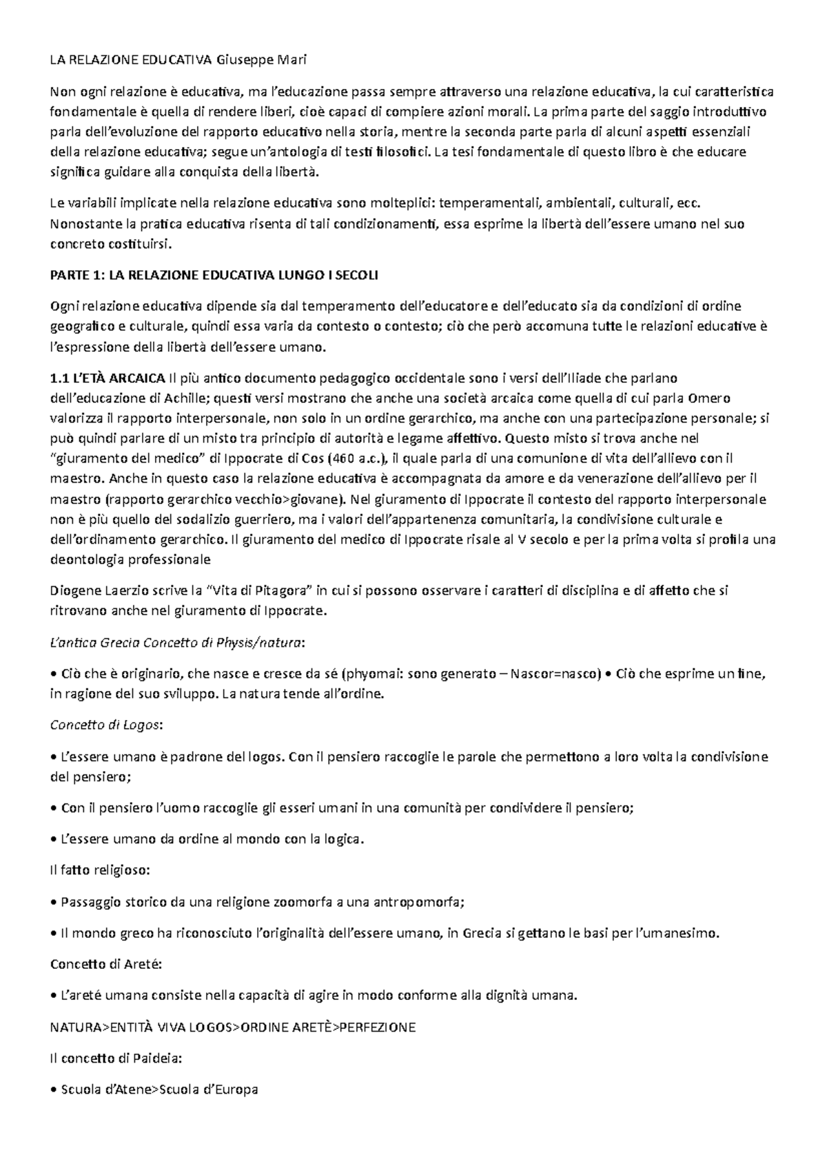 La Relazione Educativa Giuseppe Mari La Relazione Educativa Giuseppe Mari Non Ogni Relazione E Studocu