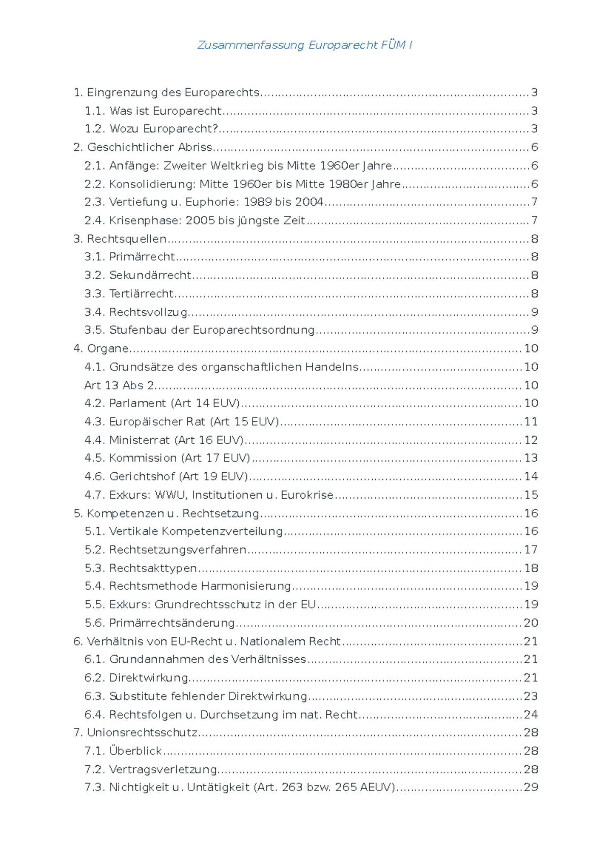Zusammenfassung Europarecht Fum 1 Zusammenfassung Europarecht Eingrenzung Des Was Ist Studocu