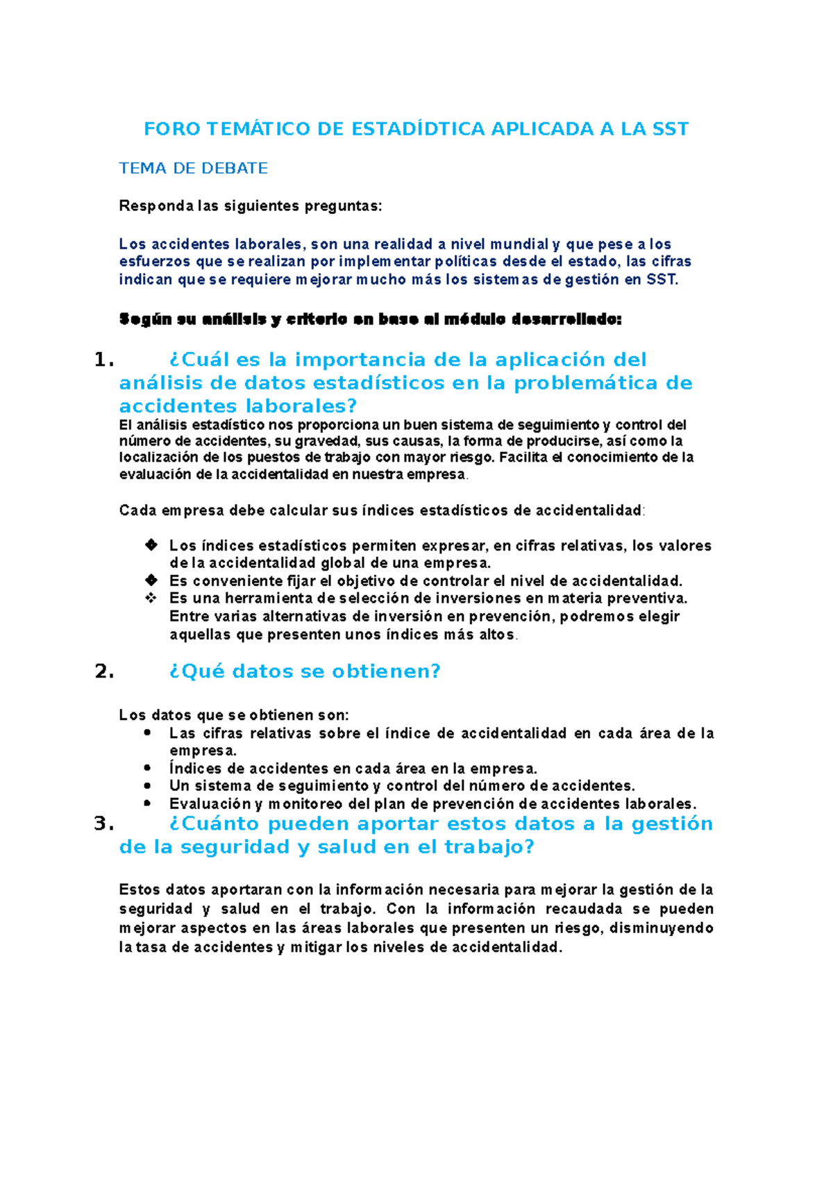 Foro Tematico De Estadidtica Aplicada A La Sst Foro Tematico De Estadidtica Aplicada A La Sst Tema Studocu