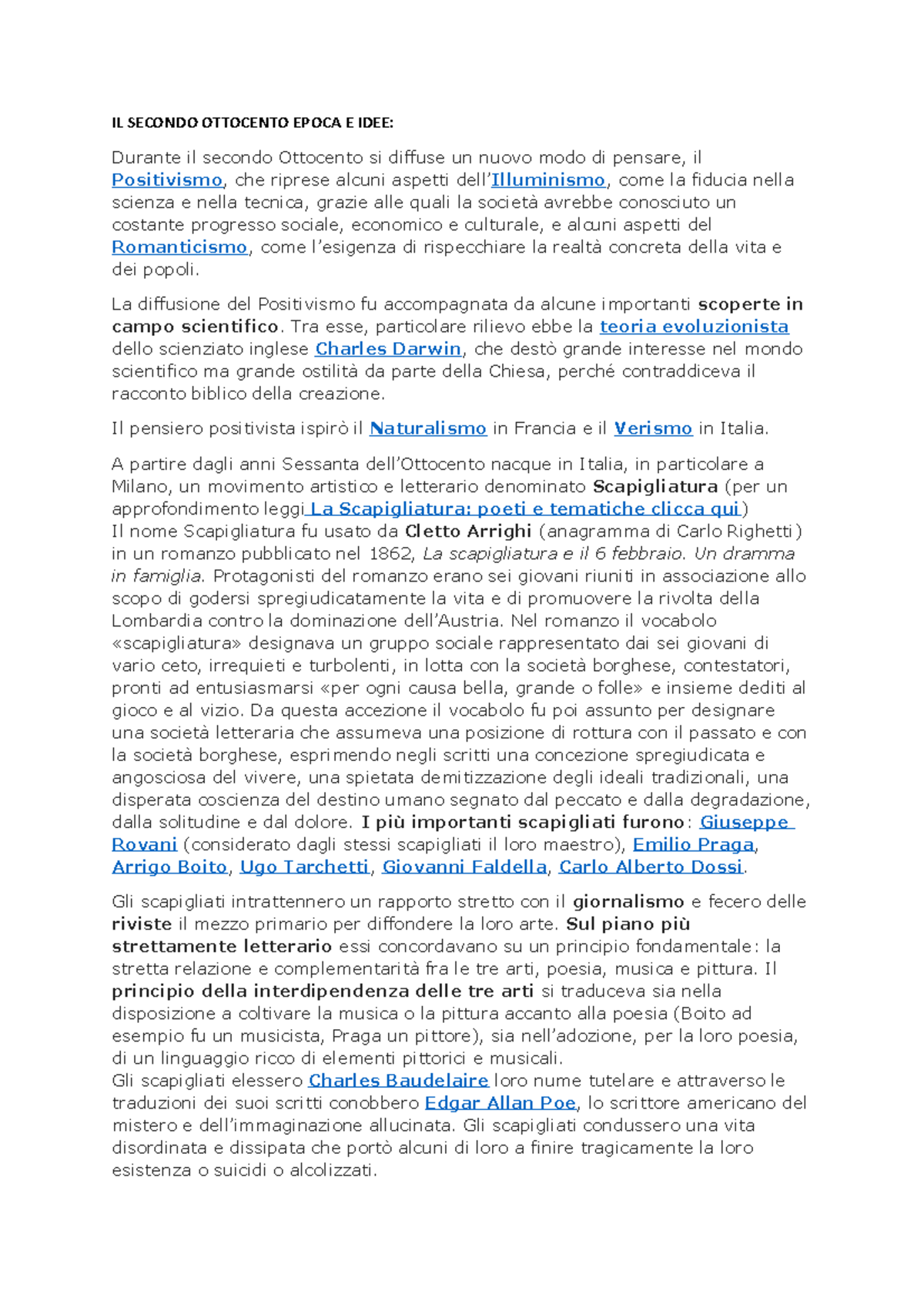 Secondo Ottocento Il Secondo Ottocento Epoca E Idee Durante Il Secondo Ottocento Si Diffuse Un Studocu