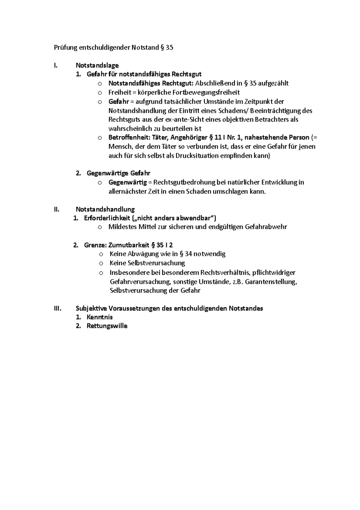 Prufungsschema Des Entschuldigender Notstand Strafrecht At Universitat Des Saarlandes Prufung Studocu