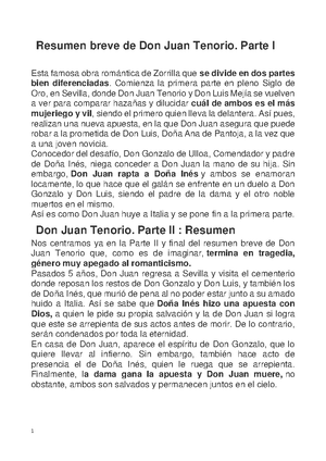 Don Juan Tenorio De Jos A C Zorrilla 2 Resumen Breve De Don Juan Tenorio Parte I Esta Famosa Obra Studocu