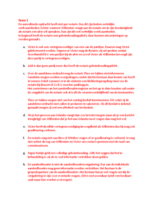 Notaris Recht En Samenleving W4 Wg Casus 1 De Aanvullende Opdracht Hoeft Niet Per Notaris Dus Studeersnel
