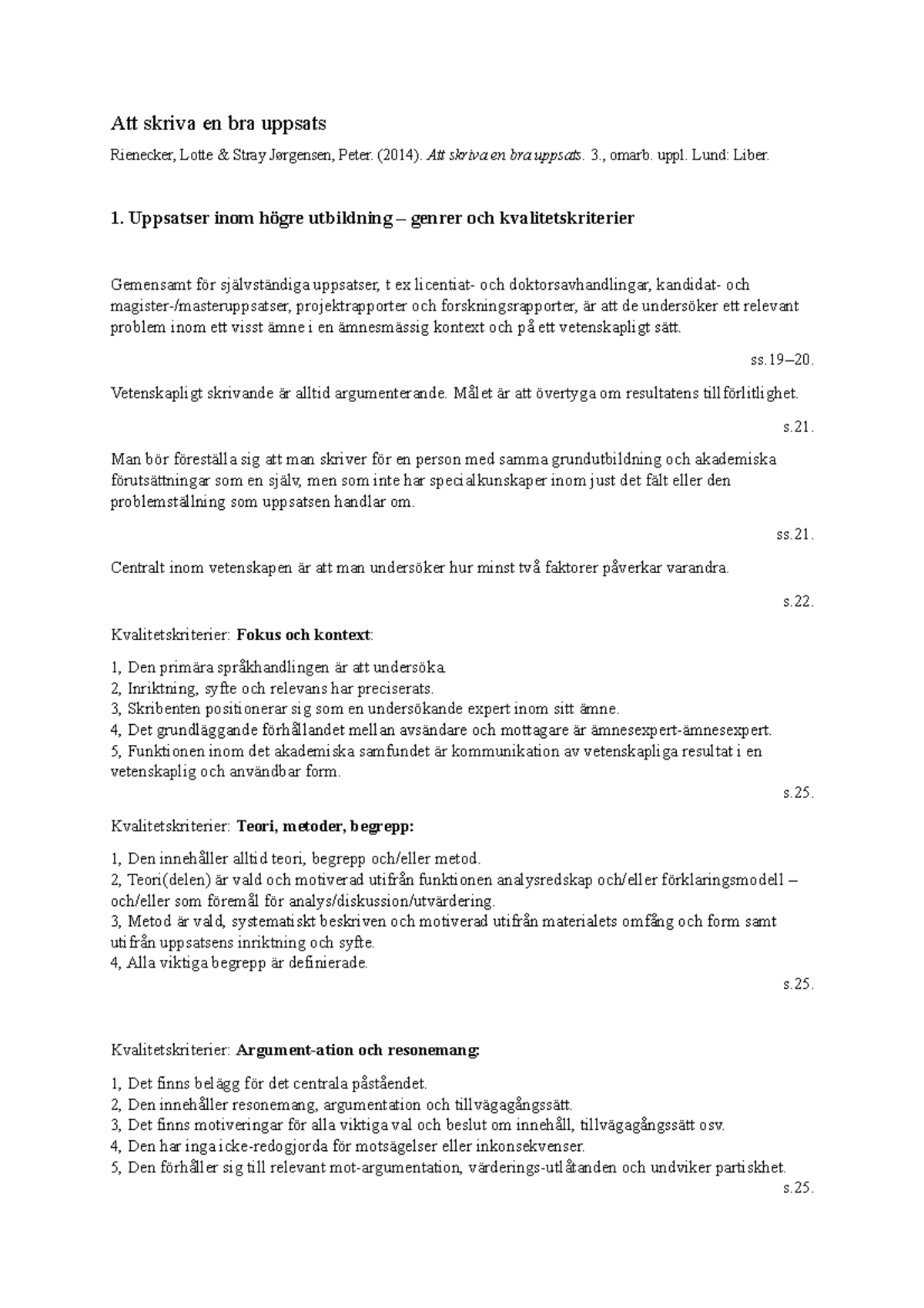 Att Skriva En Bra Uppsats 2014 Att Skriva En Bra Uppsats 3 Omarb Uppl Lund Liber 1 Studocu