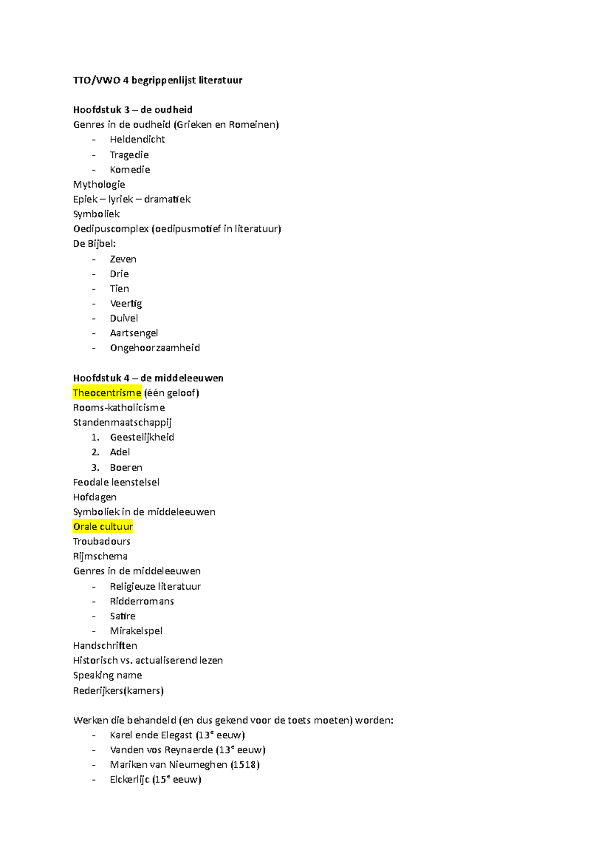 Begrippenlijst Middeleeuwen Renaissance Tto Vwo 4 Begrippenlijst Literatuur Hoofdstuk 3 De Studeersnel