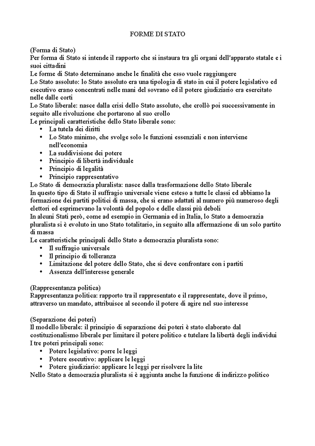 2 Forme Di Stato Appunti Forme Di Stato Forma Di Stato Per Forma Di Stato Si Intende Il Studocu