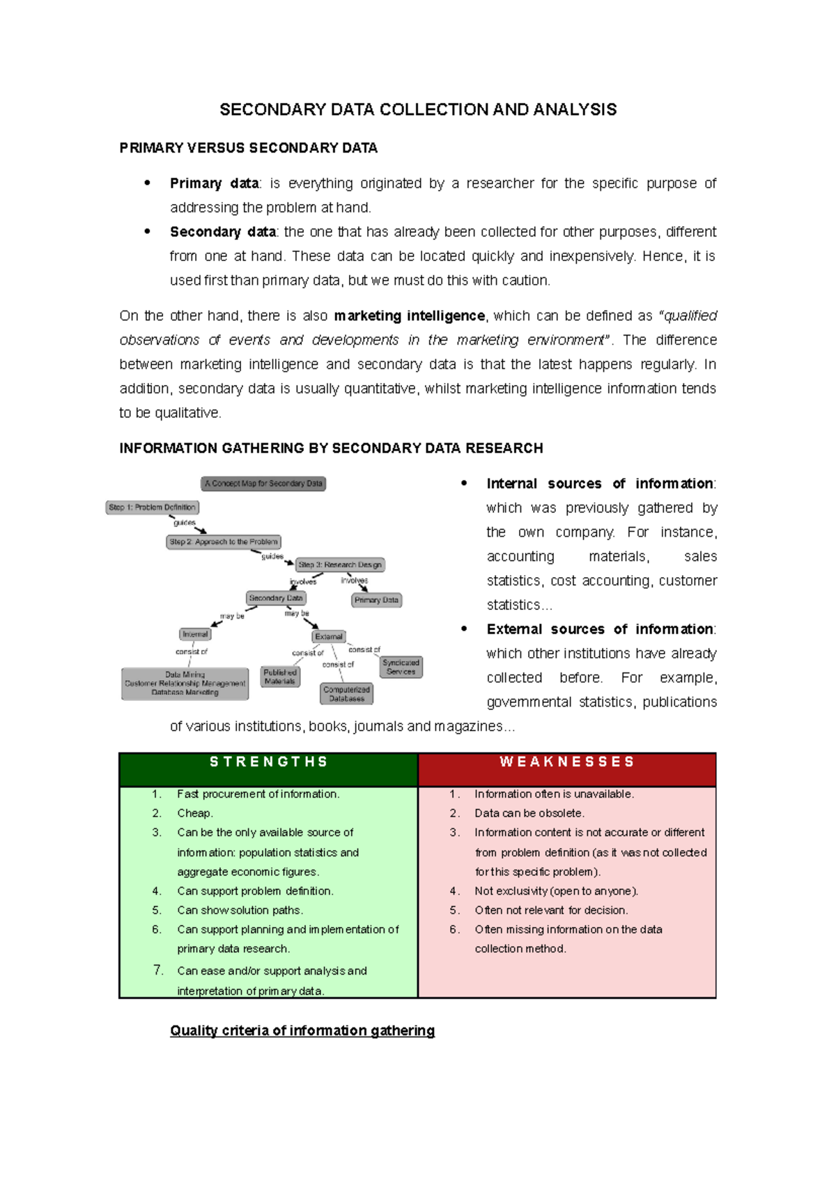 Secondary Data Collection And Analysis Secondary Data Collection And Analysis Primary Versus Studocu