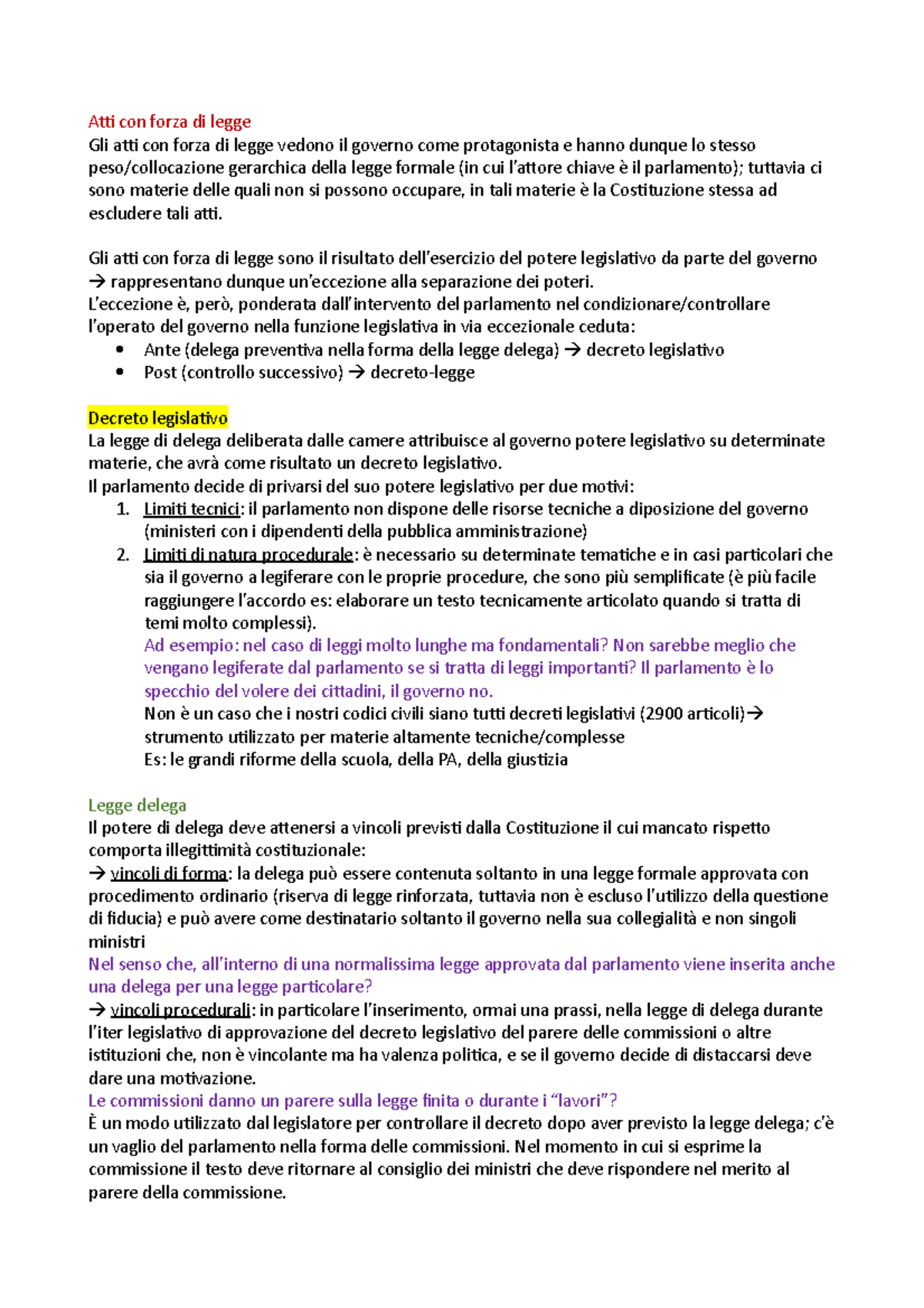 Atti Con Forza Di Legge Gli Atti Con Forza Di Legge Sono Il Risultato Dell Esercizio Del Potere Studocu