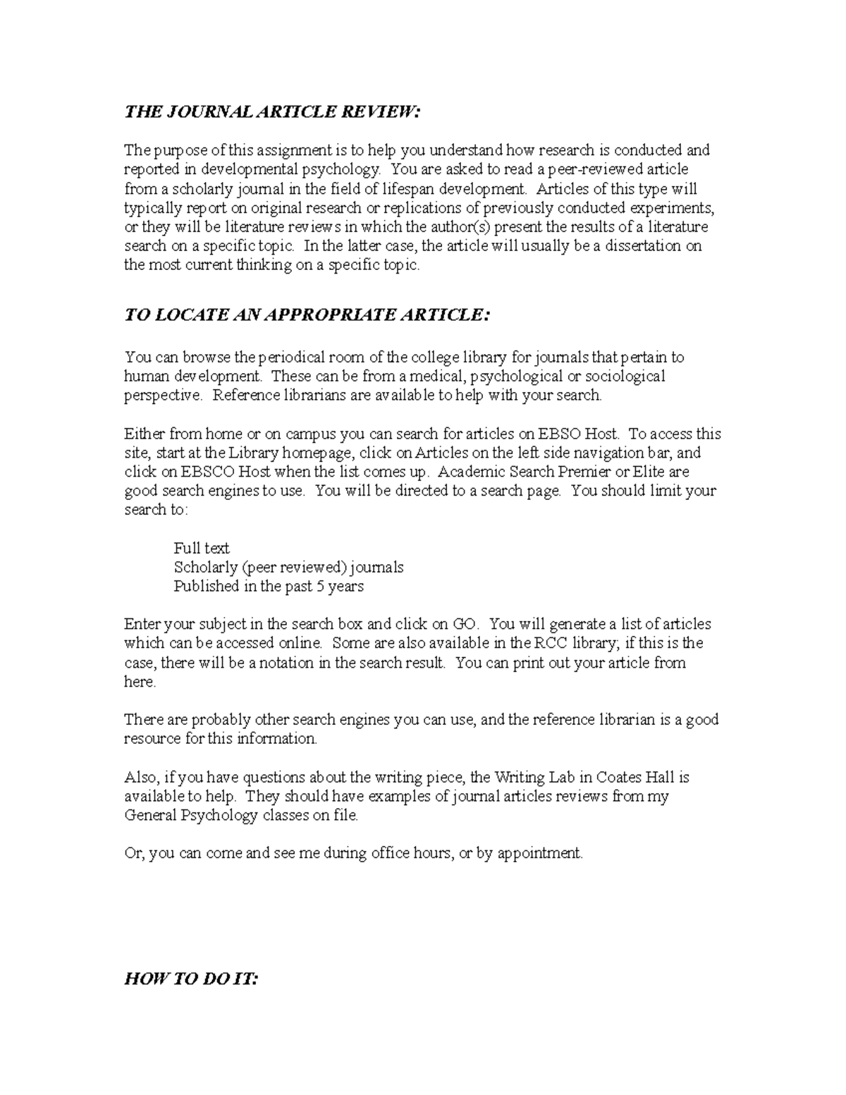 Journal Article Review Guidance On How To Write Writing Ii Studocu