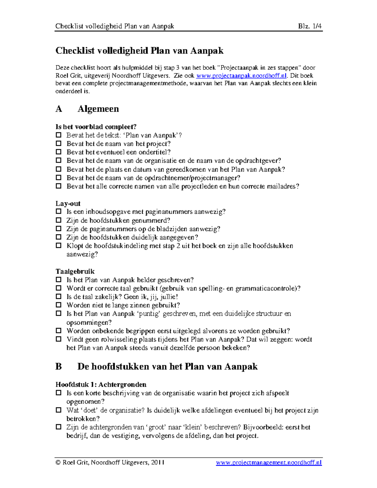 Plan Van Aanpak Grit 7720d24 Checklist Volledigheid Plan Van Aanpak Deze Checklist Hoort Als Studeersnel