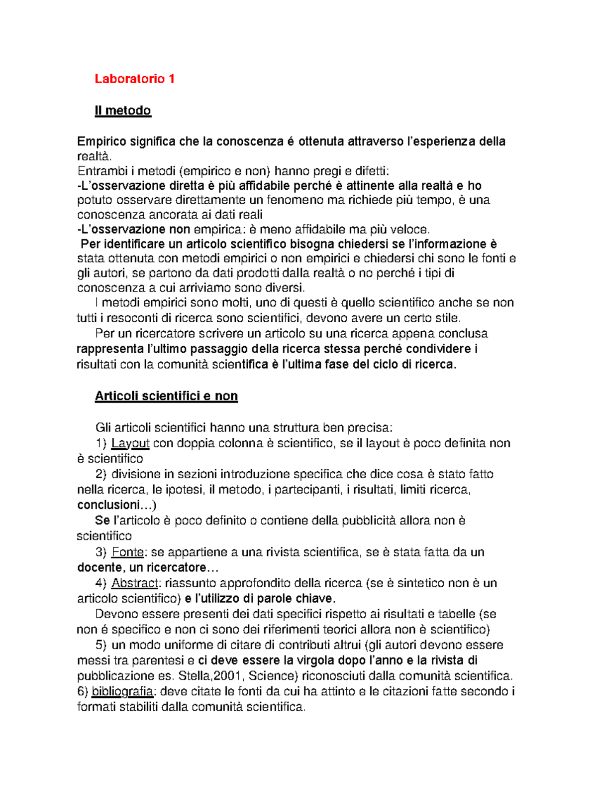 Laboratorio Metodologia Metodologia Della Ricerca Psicologica Unicatt Studocu