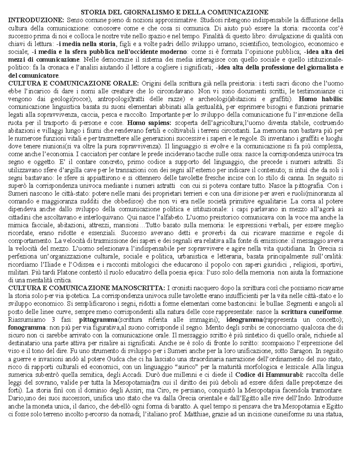 Storia Del Giornalismo E Della Comunicazione Storia Del Giornalismo E Della Comunicazione Studocu