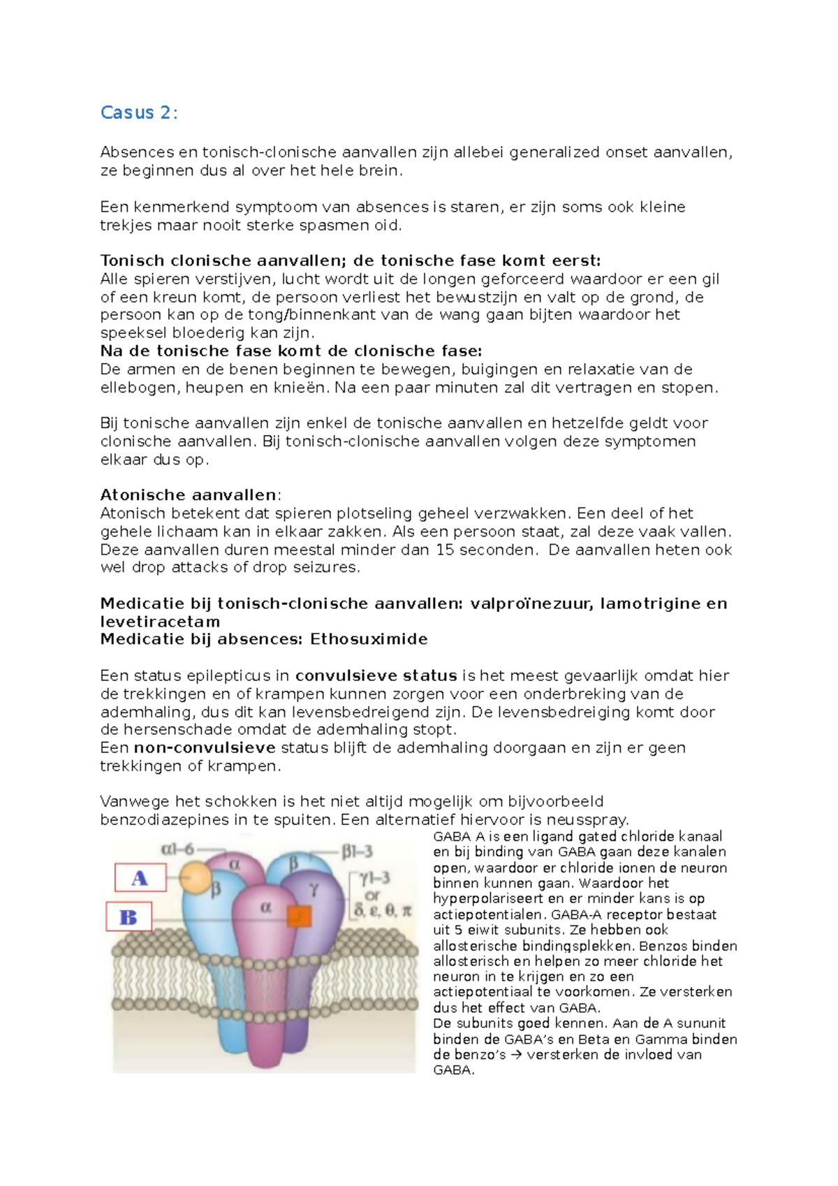 Casus 2 Epilepsie Casus 2 Absences En Tonisch Clonische Aanvallen Zijn Allebei Generalized Studeersnel