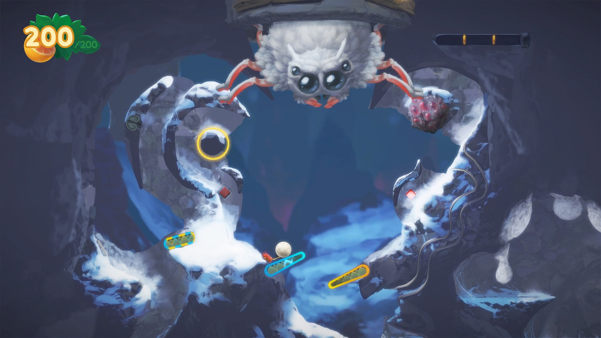 A spider boss in Yoku's Island Express