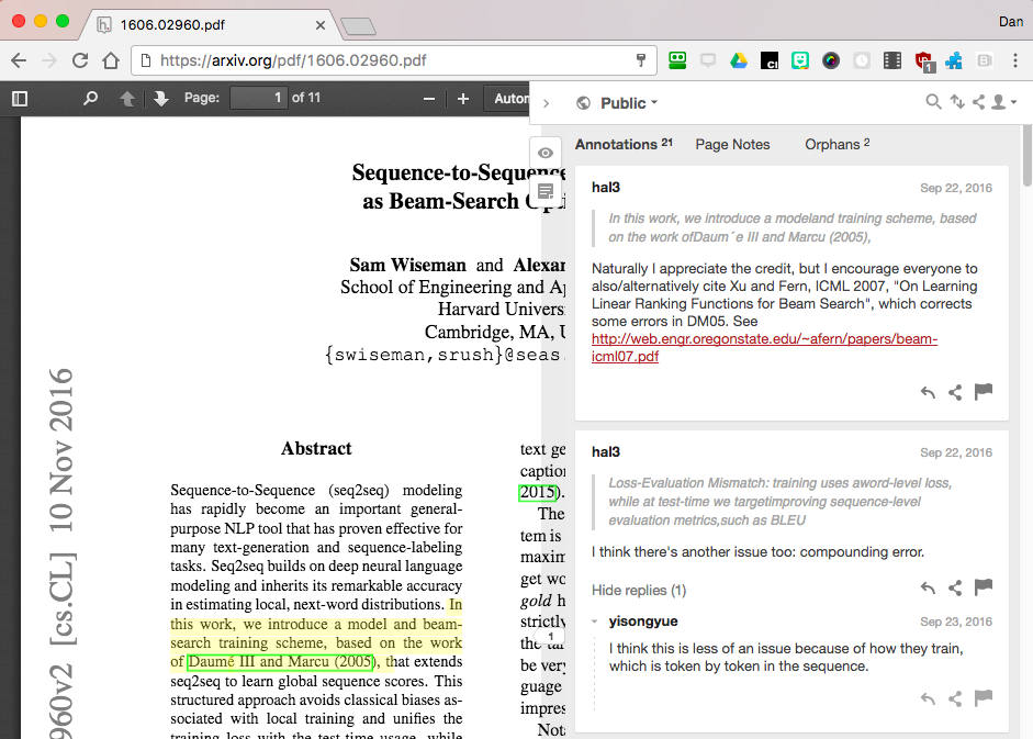 Screenshot of annotations added to a published scientific journal article.