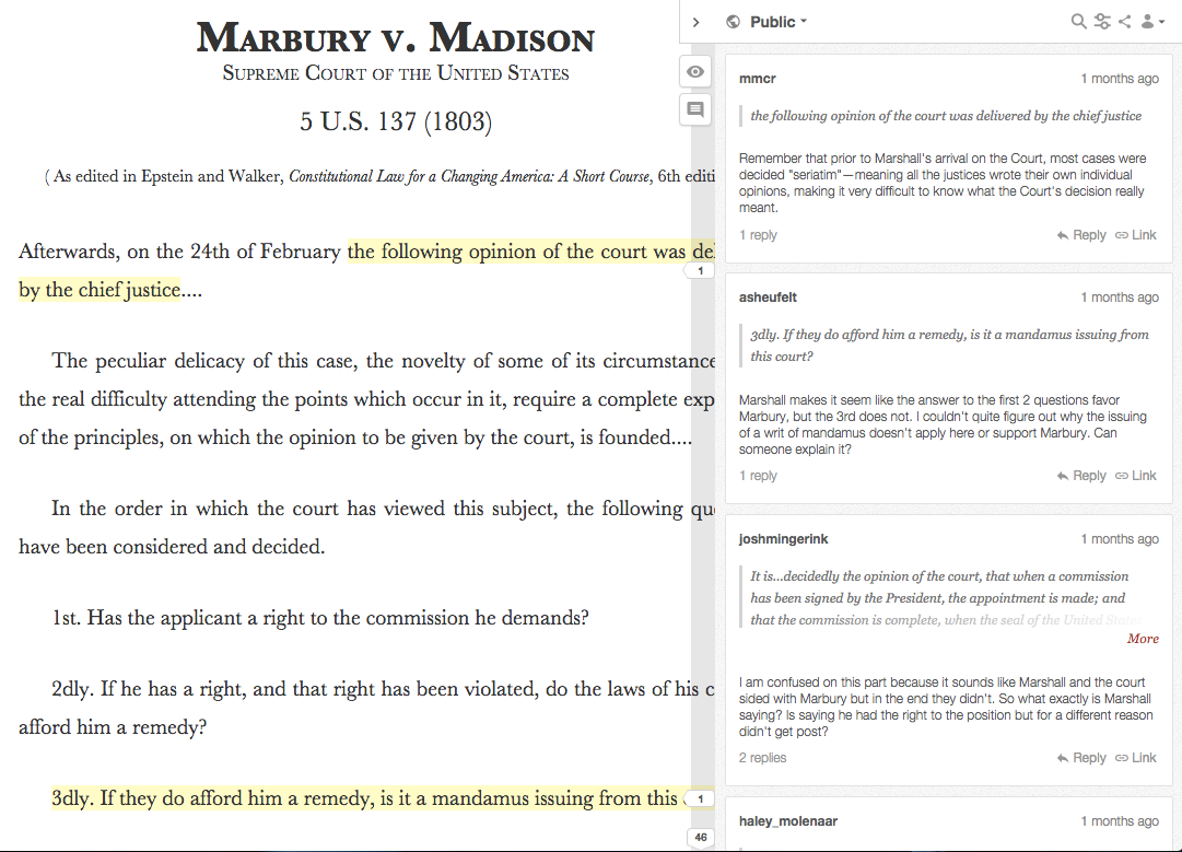 Screenshot of webpage annotated by students.