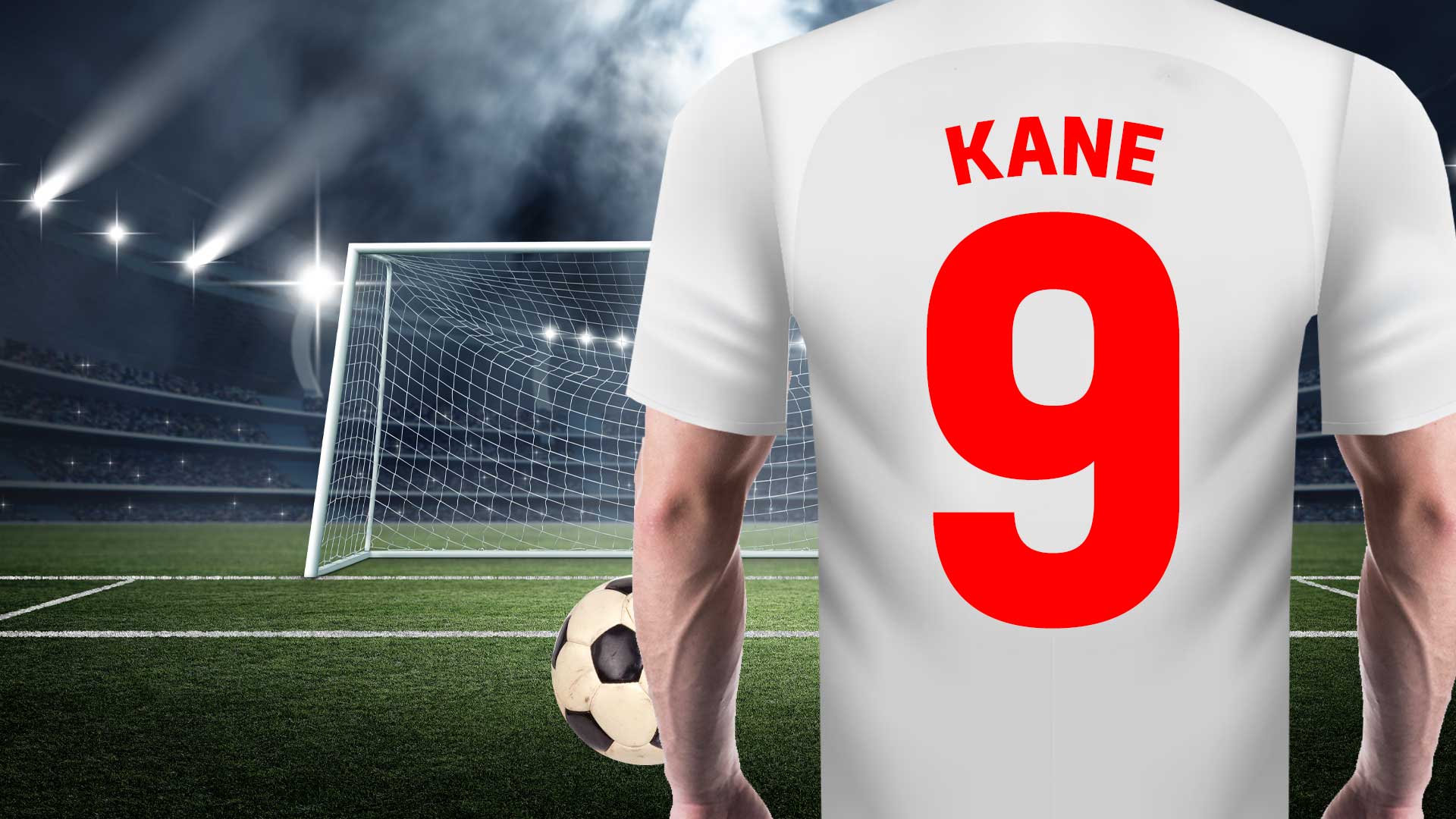 A footballer wearing Kane's number 9 shirt