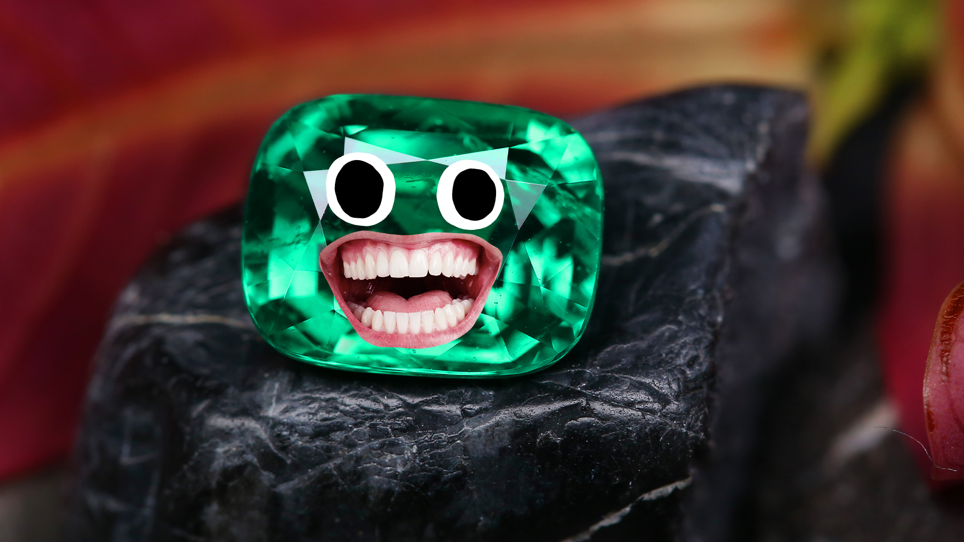 A laughing green gemstone