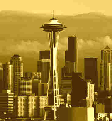 Sepia-toned Seattle Skyline