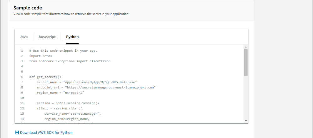 Python sample code