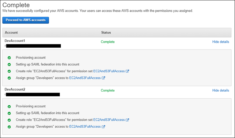 Figure 14: Notification of successful account configuration