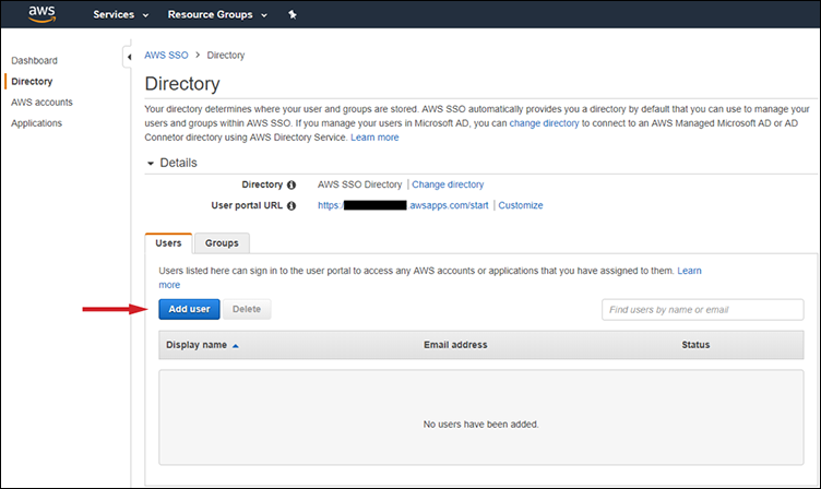 Figure 3: Adding new users to your directory