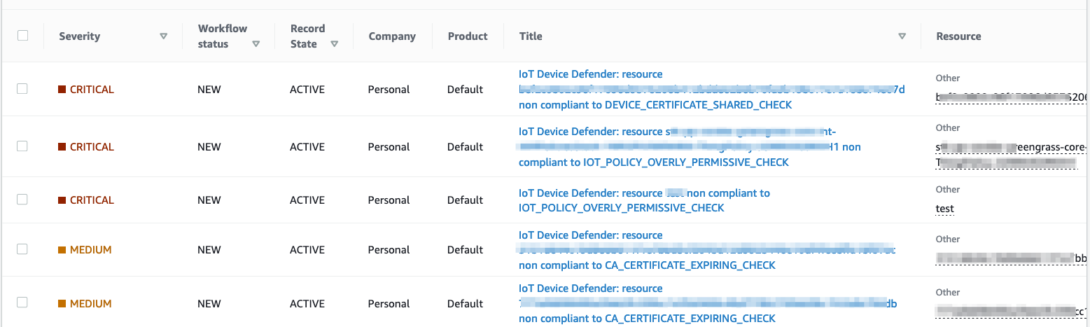 Figure 2: Security Hub findings example