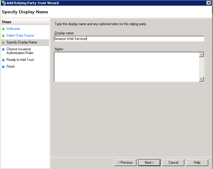 Screenshot of setting the display name