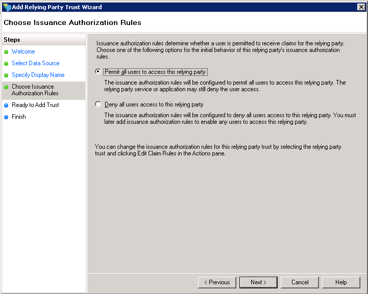 Screenshot of choosing issuance authorization rules