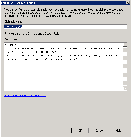 Screenshot of creating the custom rule