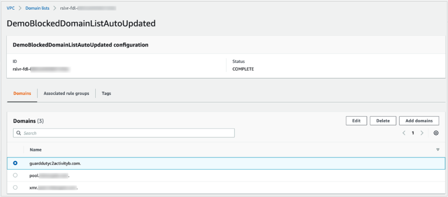 Figure 15: Verify that the domain was added to the blocked domain list