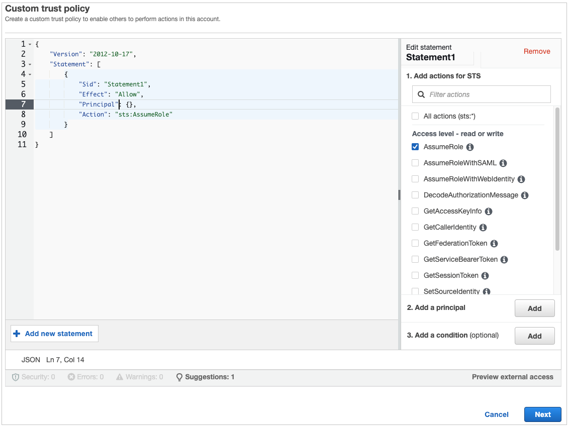 Figure 3: JSON role trust policy