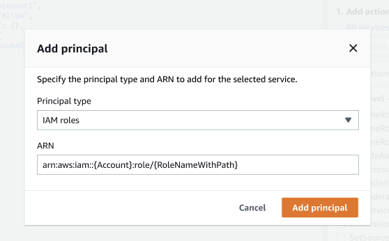 Figure 4: Add a principal to your role trust policy