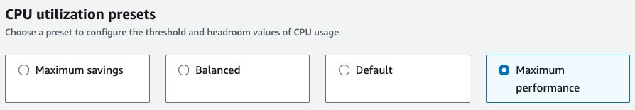 Figure 5. Maximum performance preset