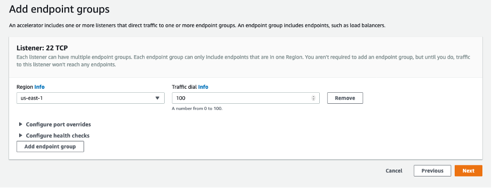 Endpoint groups configuration screenshot