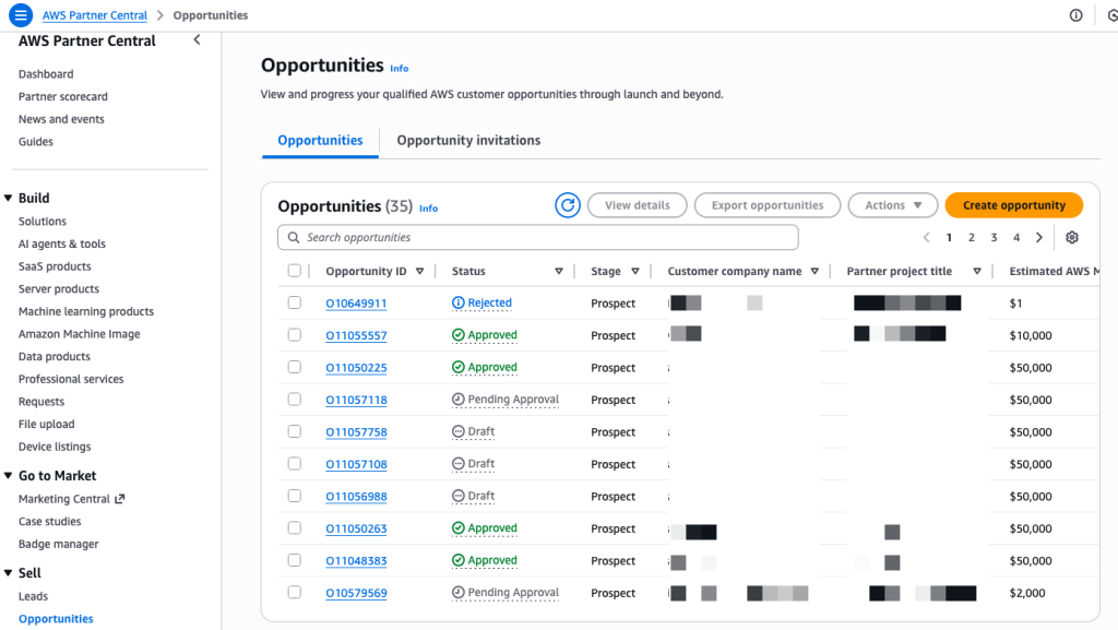 AWS Partner Central - Track Opportunities