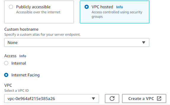 Configuring your endpoint for a VPC hostd endpoint,