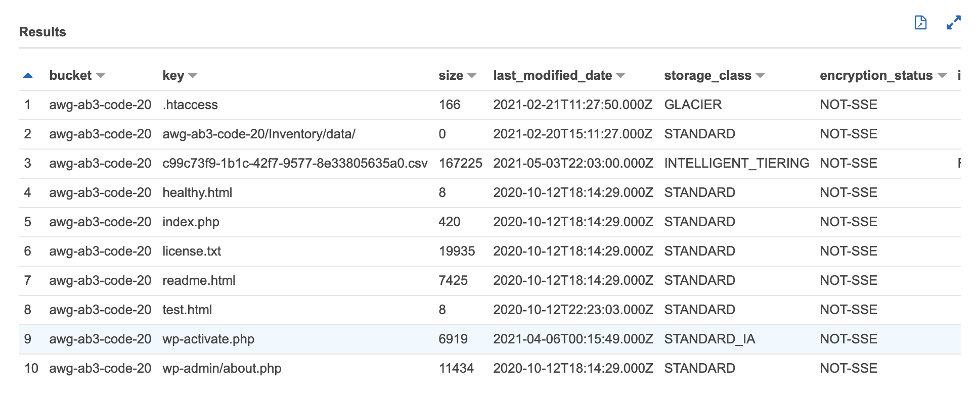 Query output example in preview pane