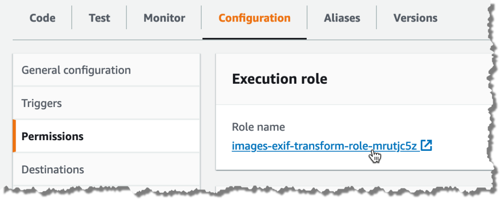 Select the AWS Lambda function execution role