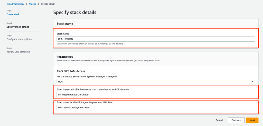 CloudFormation Create Stack Attributes