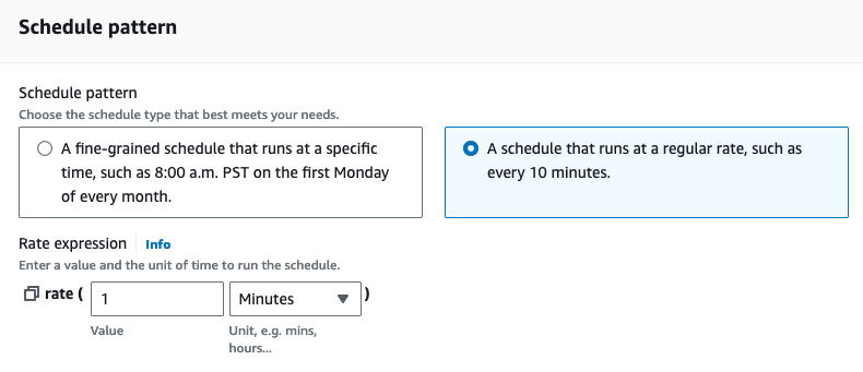 EventBridge Rule scheduled to trigger Lambda function every 1 minute