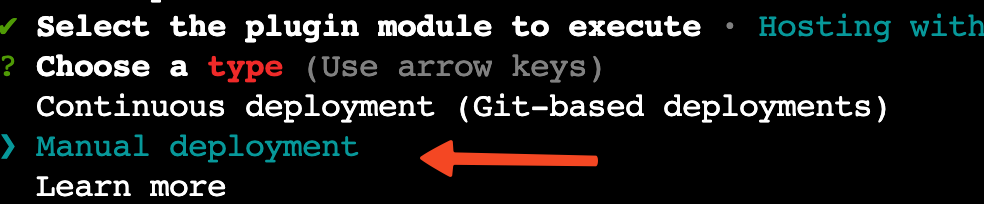 Selecting "Manual Deployment" when publishing the project
