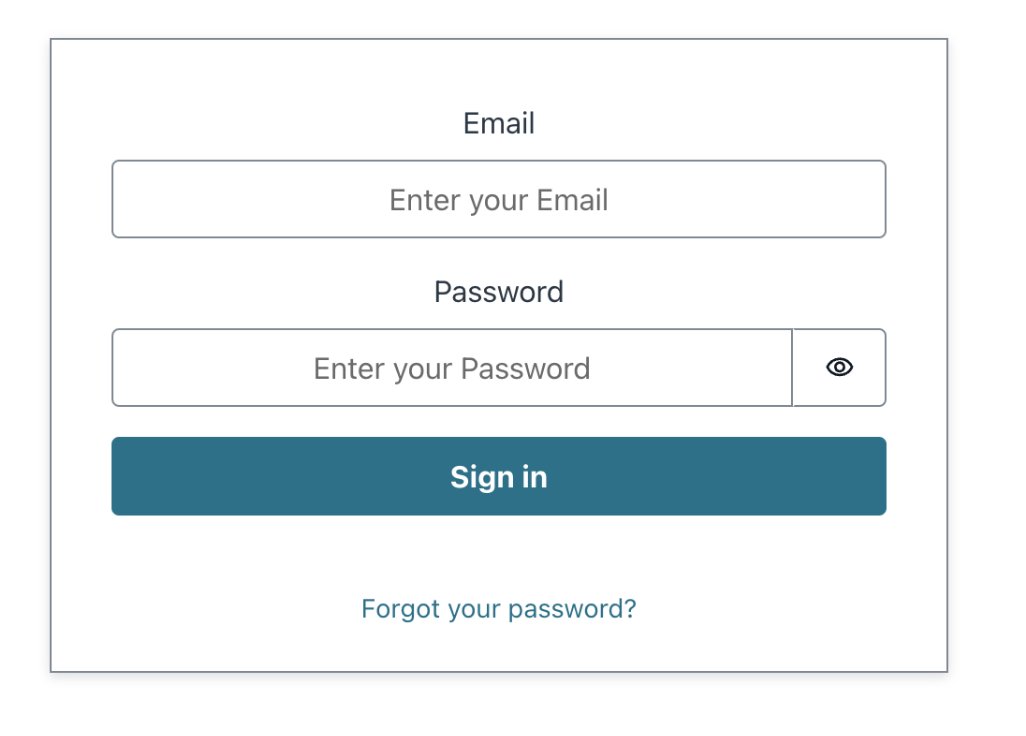 Application Login Page. Enter user name and password